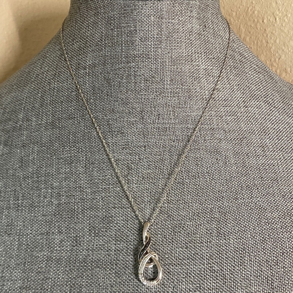 925 Sterling Silver Infinity Teardrop Diamond Accent Necklace 18”